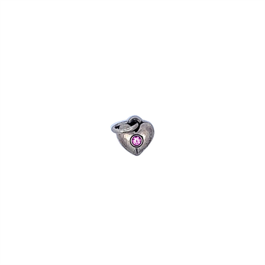 Estate-925 james avery small heart charm with small pink stone