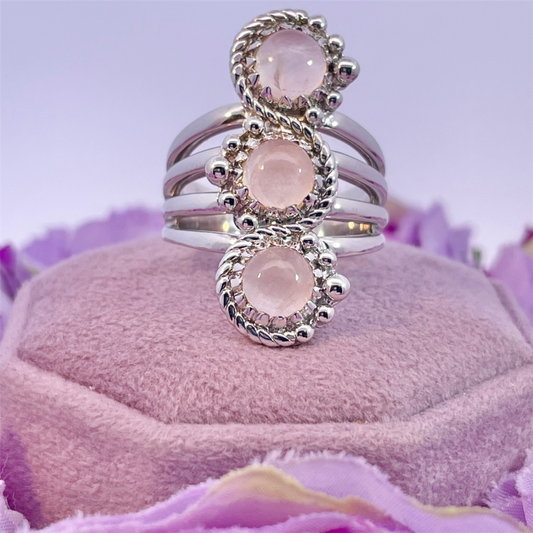 Estate- Sterling Silver Pink Peruvian Opal Ring