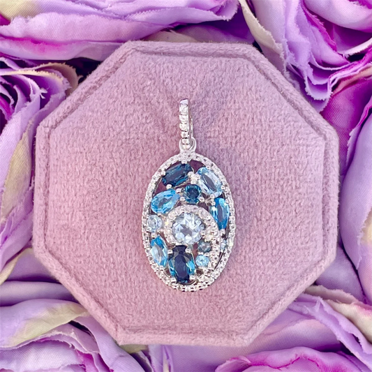 Benjamin Cohen- Sterling Silver Blue and White Topaz Pendant