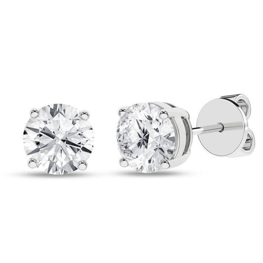 Timeless round Lab Grown diamond solitaire stud earrings, set in 14KT white gold