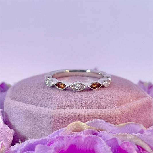 14K White Gold Citrine and Diamond Ring