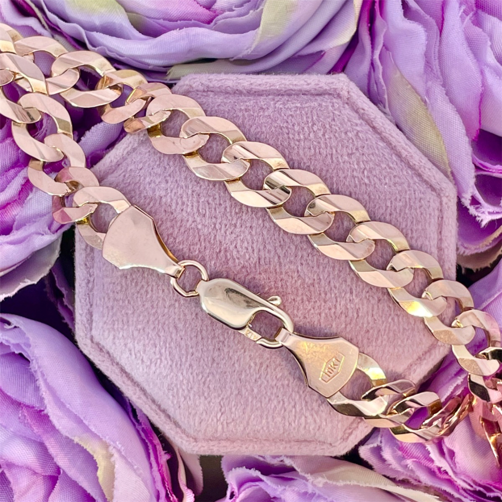 Estate- 10K Yellow Gold Lightweight Flat Curb Bracelet