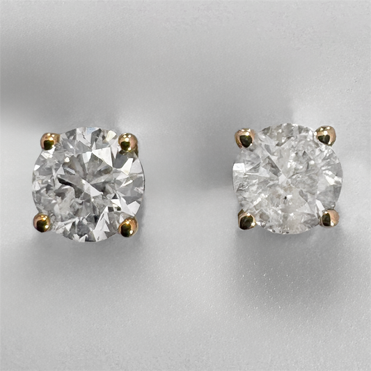 10K Yellow Gold Diamond Stud Earrings