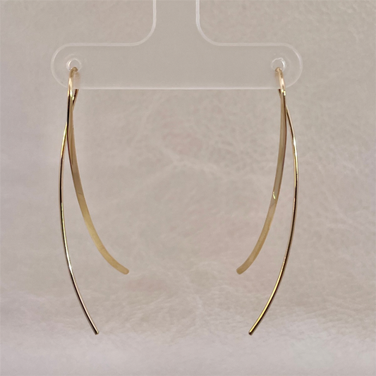 Estate-14K Yellow Gold Threader Upside Down Hoop Earrings