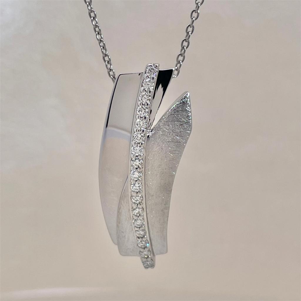 Sterling Silver and Diamond Pendant on adjustable Cable Chain