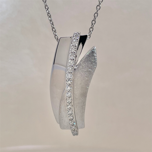 Sterling Silver and Diamond Pendant on adjustable Cable Chain