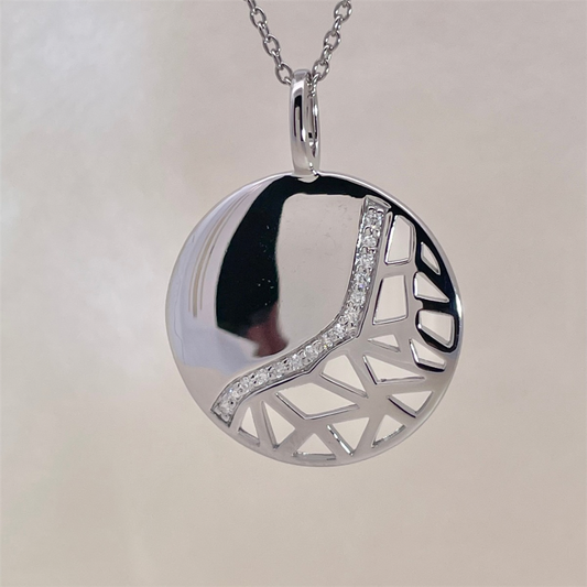 Sterling Silver and Diamond Pendant on adjustable Cable Chain