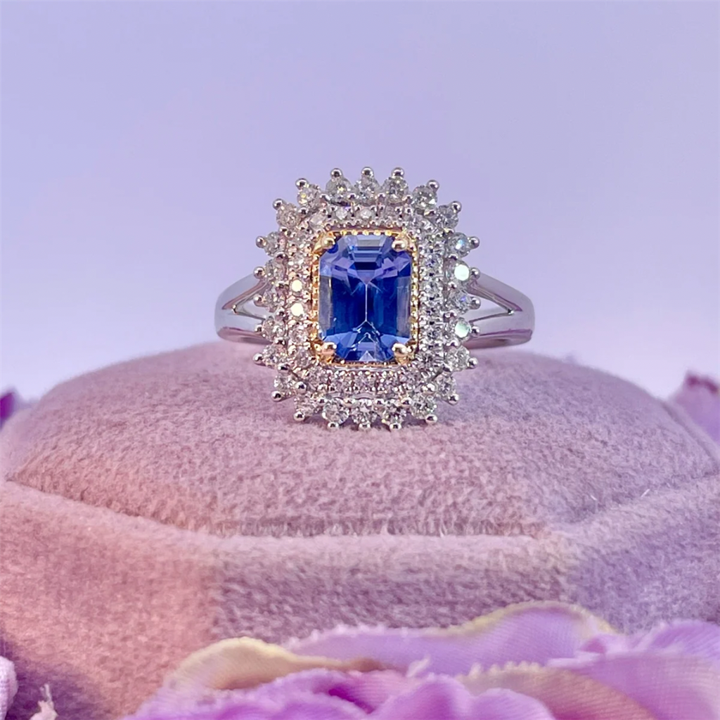 Platinum Sapphire and Diamond Ring