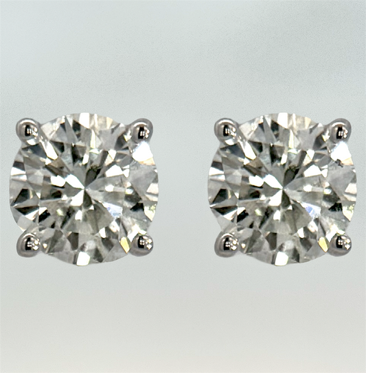 Sterling Silver and Lab Created Diamond Stud Earrings