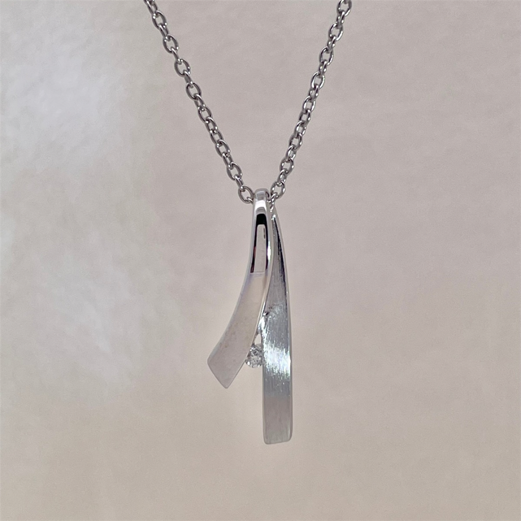 Sterling Silver and Diamond Pendant on adjustable Cable Chain
