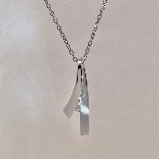 Sterling Silver and Diamond Pendant on adjustable Cable Chain