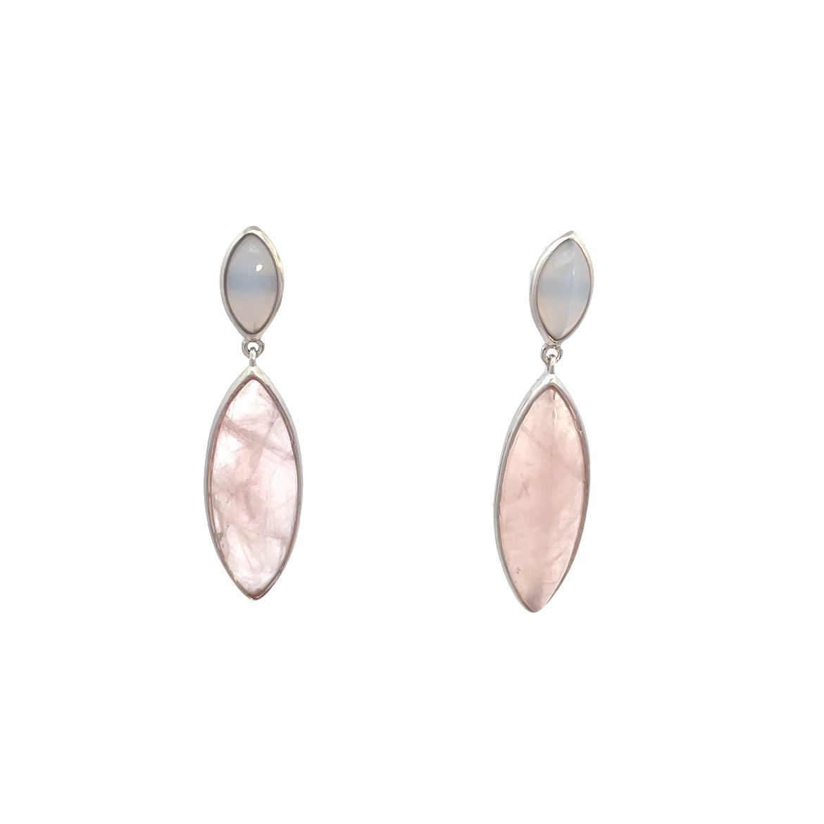 Chalcedony Agate and Star Rose Quartz Earrings