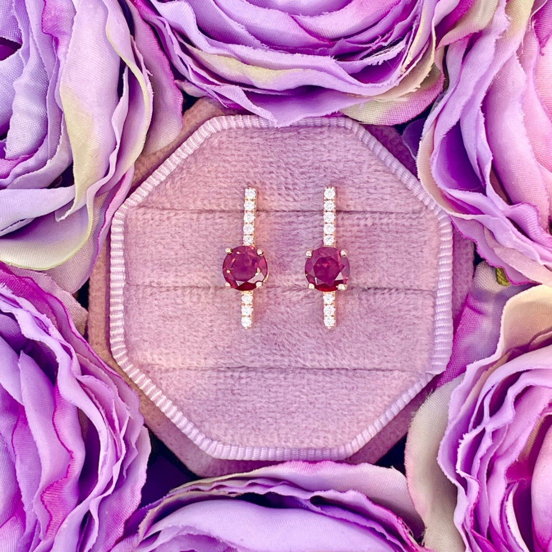 Rhodalite and Diamond Earrings