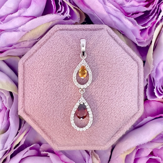 Benjamin Cohen- Sterling Silver Citrine, Garnet and White Topaz Pendant