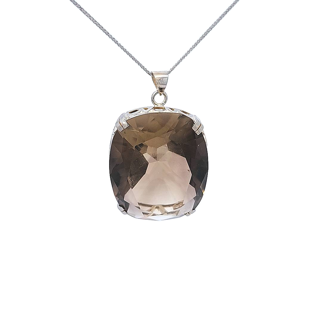 Smokey Quartz and Sterling Silver Pendant (chain sold separately)