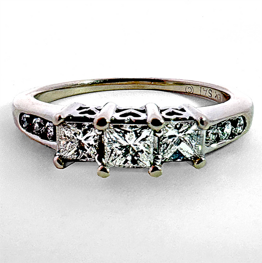 Estate-14K White Gold Diamond Wedding Set