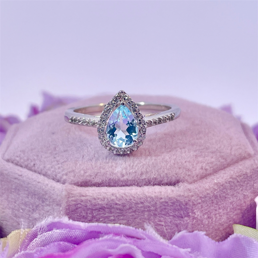 Sterling Silver Blue and White Topaz Ring