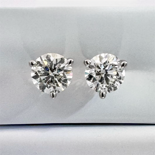 14K White Gold Diamond Martini Studs