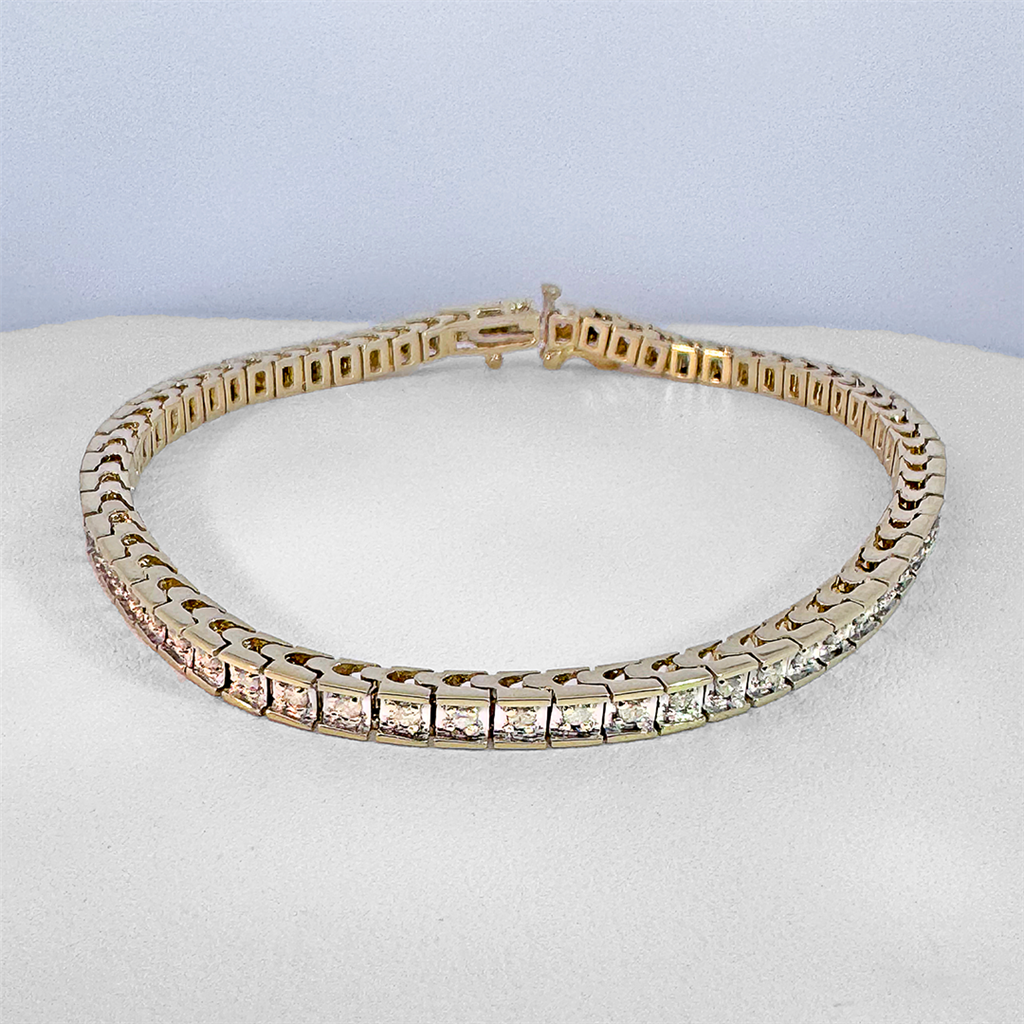 Lady's Yellow 10 Karat Diamond Tennis Bracelet