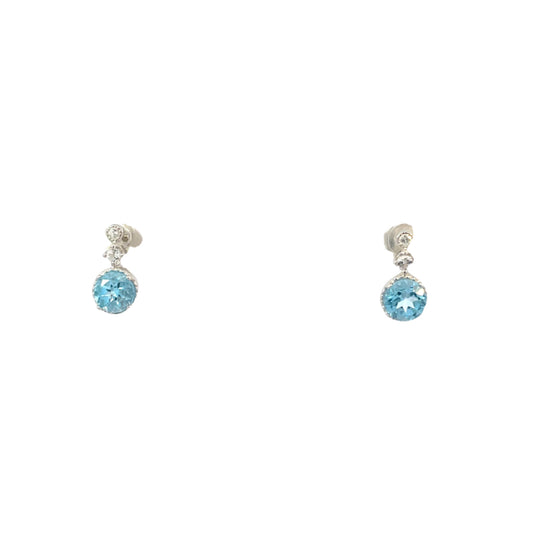 Swiss Blue and White Topaz Earrings