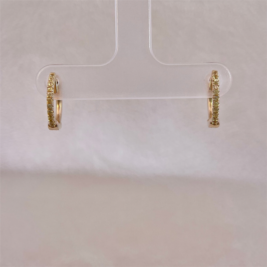 14K Yellow Gold Yellow Sapphire Hoop Earrings
