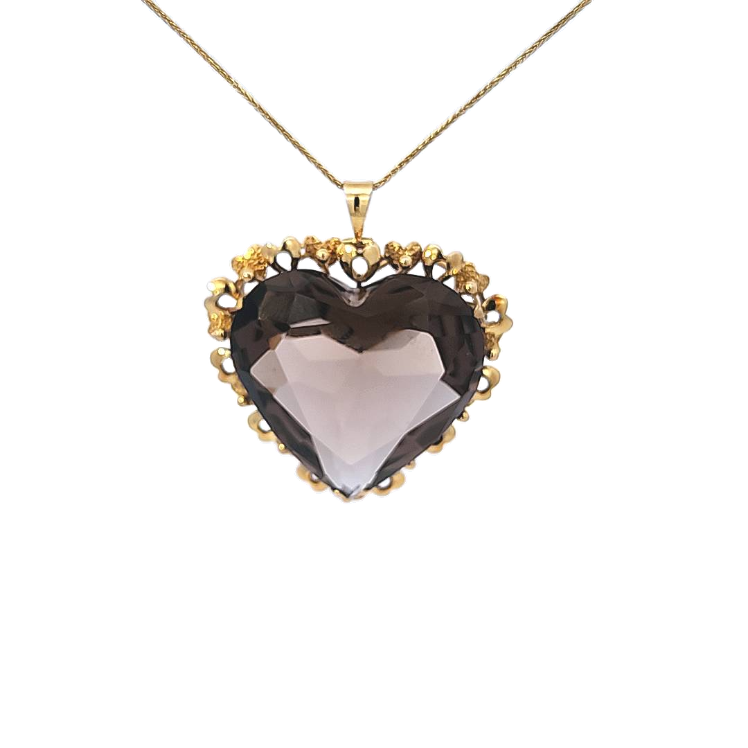 Smokey Quartz and Gold Heart Shaped Pendant (chain sold separately)