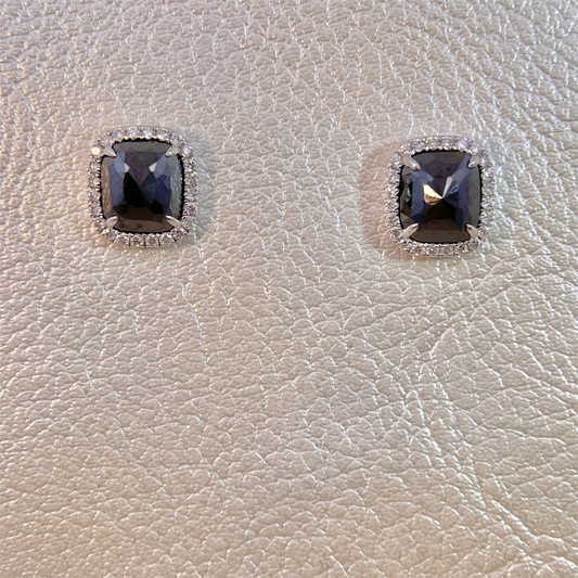 14K White Gold Black Diamond Stud Earrings