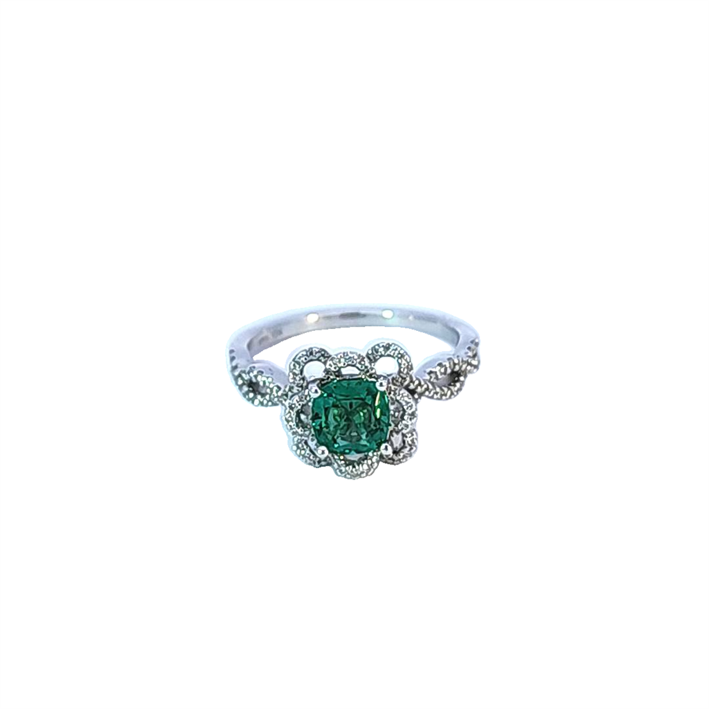 White Gold, Emerald and Diamond Ring