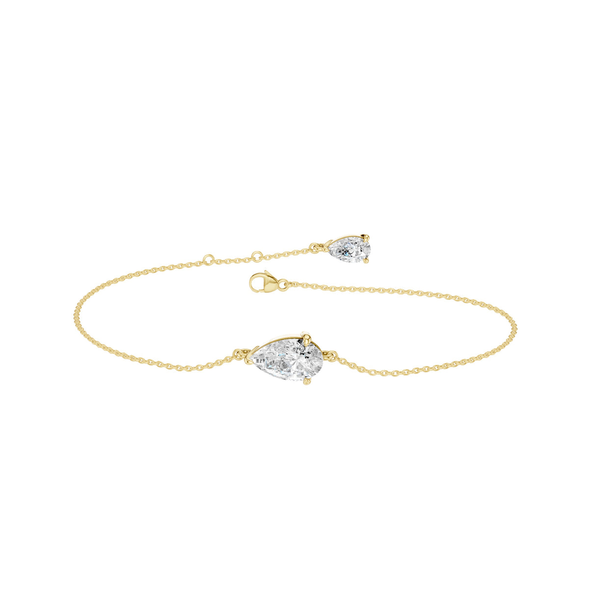 Revelation Lab Created Diamond 4-Prong Solitaire Bracelet(Pear)