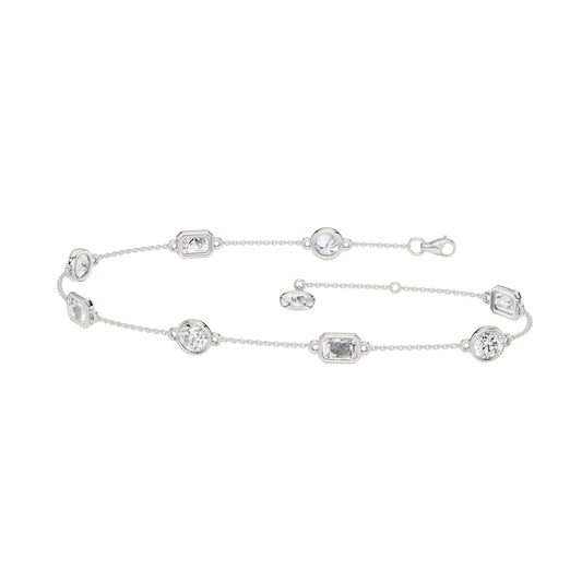 14K White Gold Station Bezel-set Bracelet