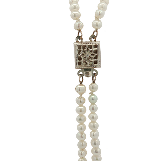 Sterling Silver Double Strand Seed Pearl Bracelet