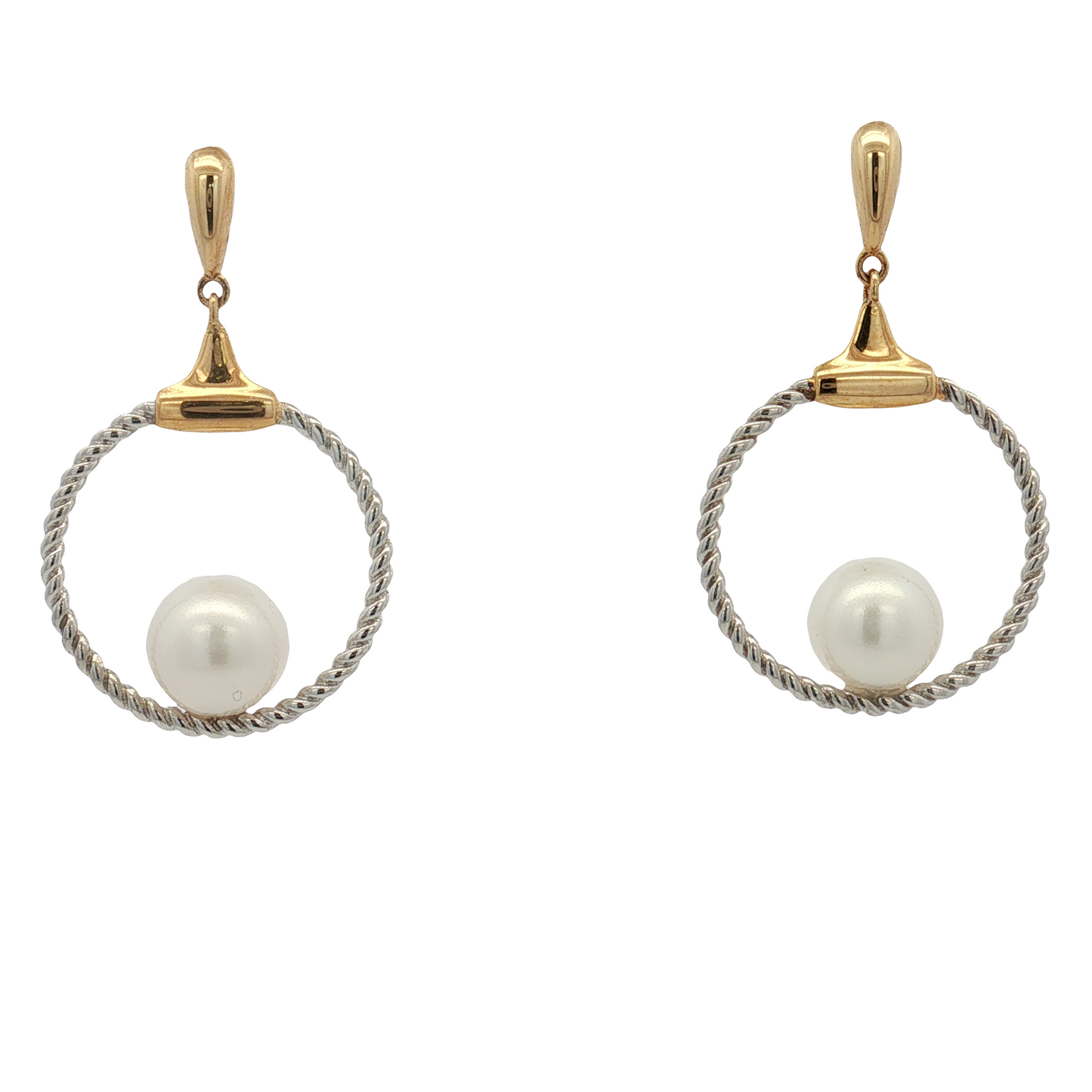 925/GOS Two-Tone Freshwater Pearl Earrings