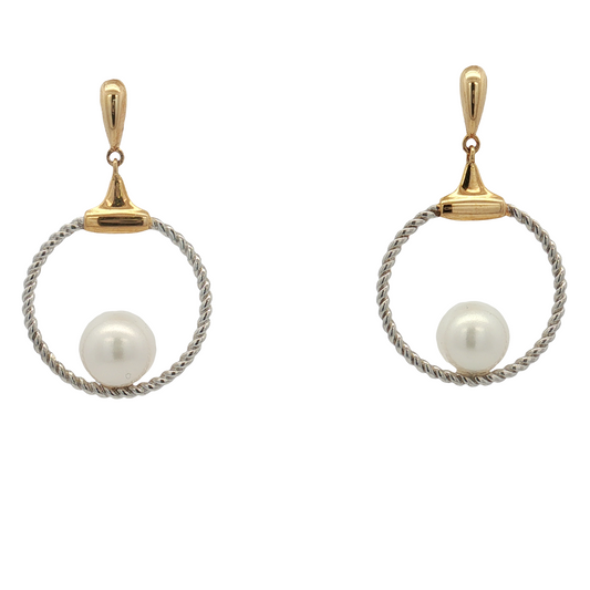 925/GOS Two-Tone Freshwater Pearl Earrings
