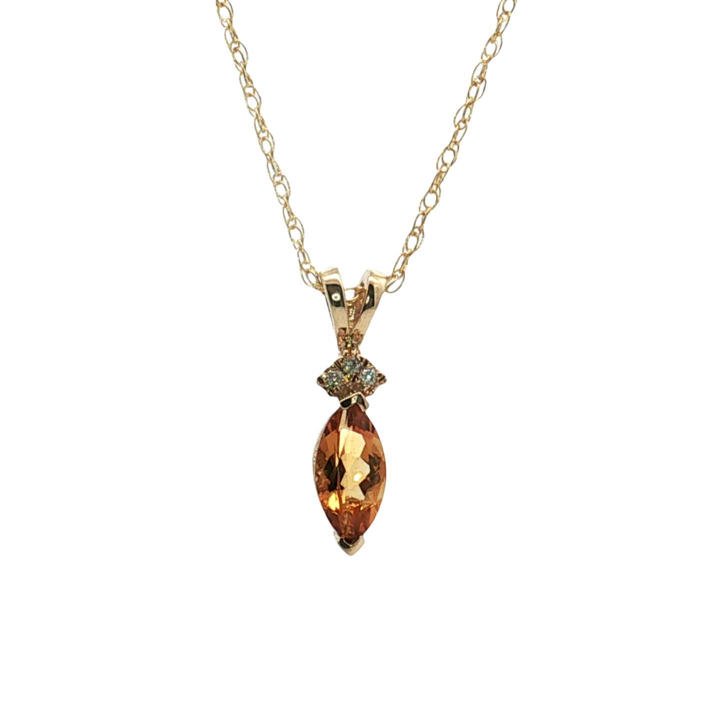 10K Yellow Gold Marquise Citrine and Diamond Pendants
