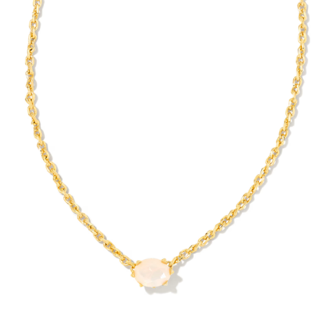 Cailin Gold Pendant Necklace in White Iridescent Crystal