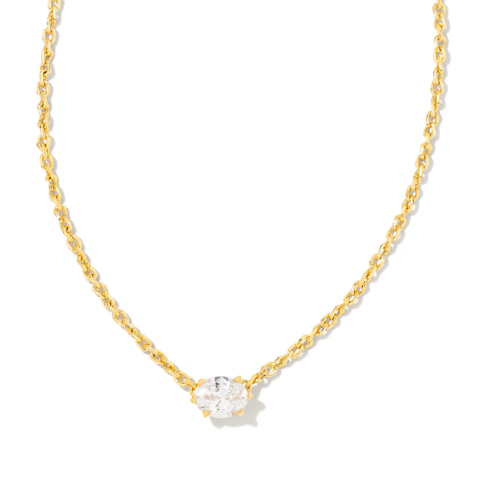 Cailin Gold Pendant Necklace in White CZ