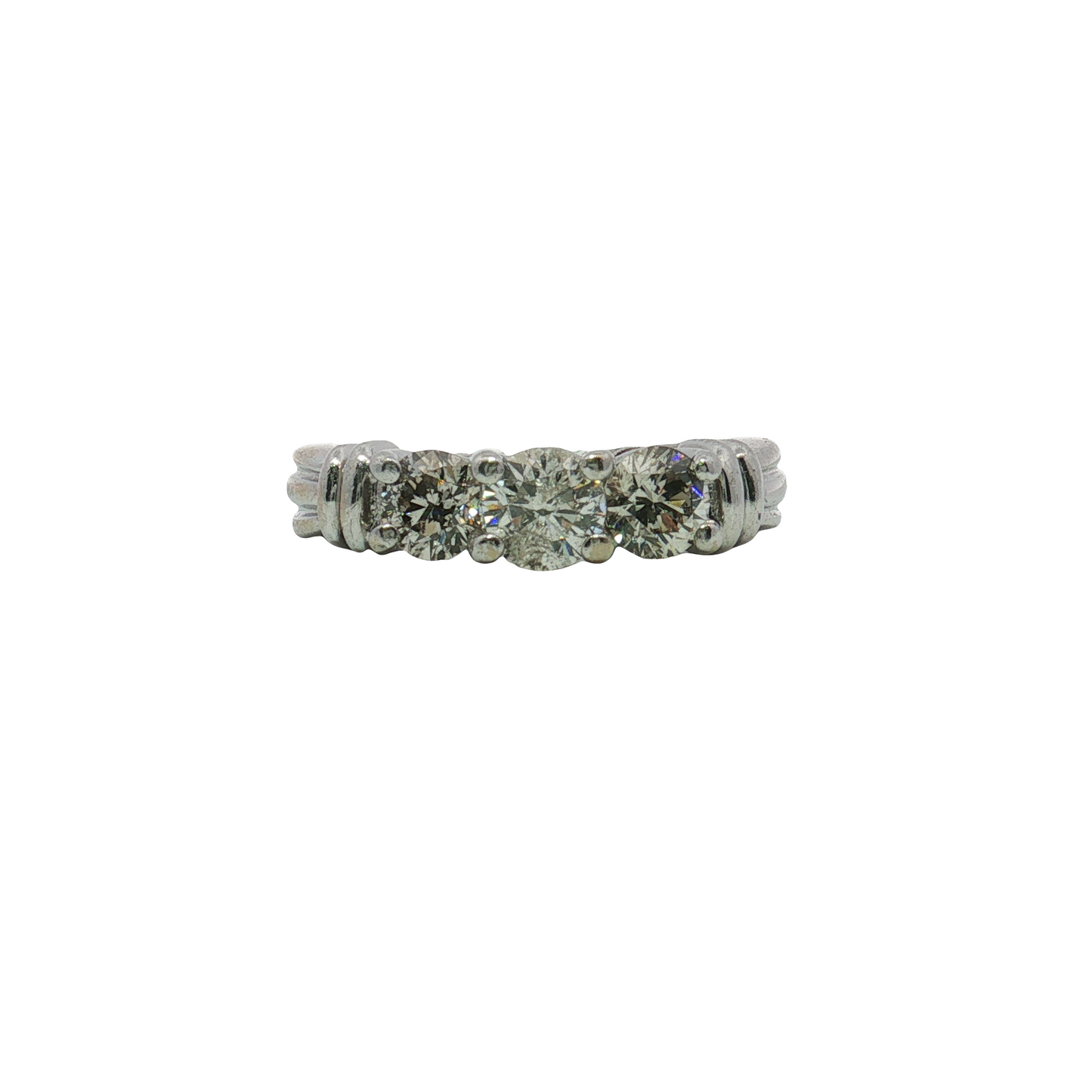 Estate - 14K White Gold Three Stone Diamond Ring