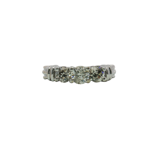 Estate - 14K White Gold Three Stone Diamond Ring