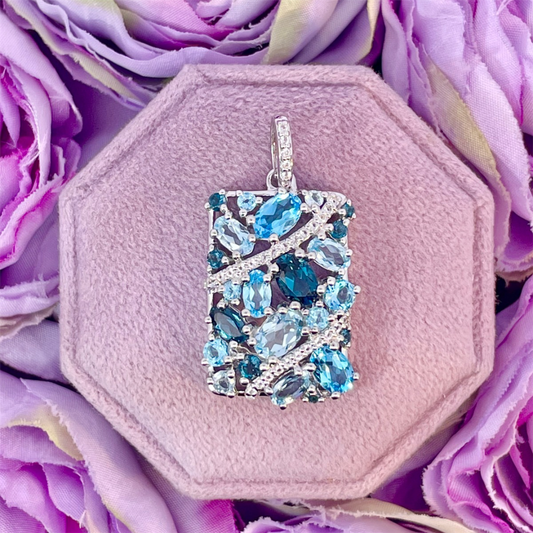 Benjamin Cohen- Sterling Silver Blue Topaz and White Topaz Pendant