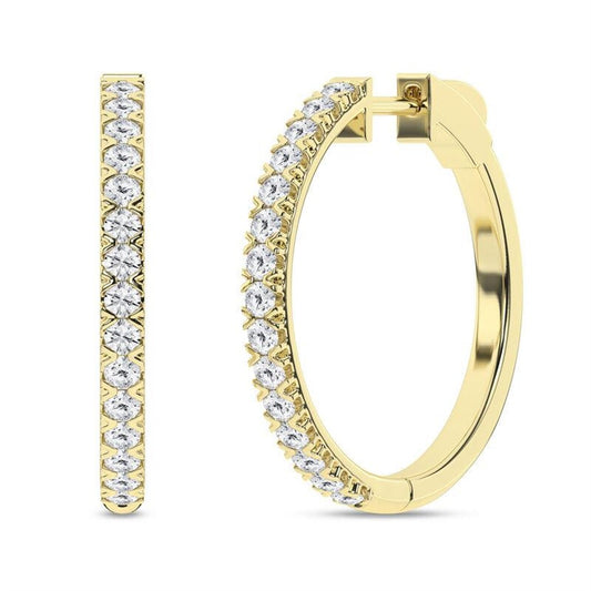 Timeless Lab Grown diamond hoop earrings set in 14KT yellow gold