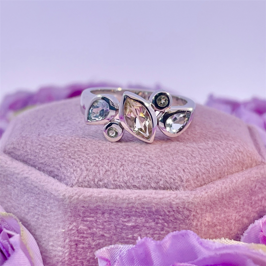 Benjamin Cohen- Sterling Silver Blue Topaz and Lemon Quartz Ring