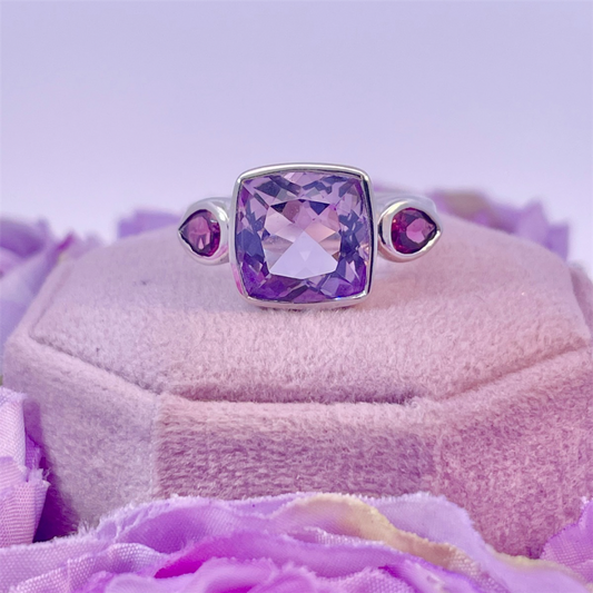 Benjamin Cohen Sterling Silver, Amethyst and Garnet Ring