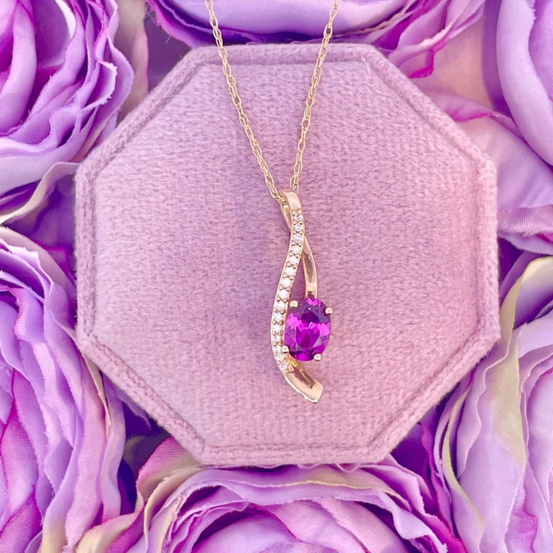 Purple Garnet and Diamond Pendant