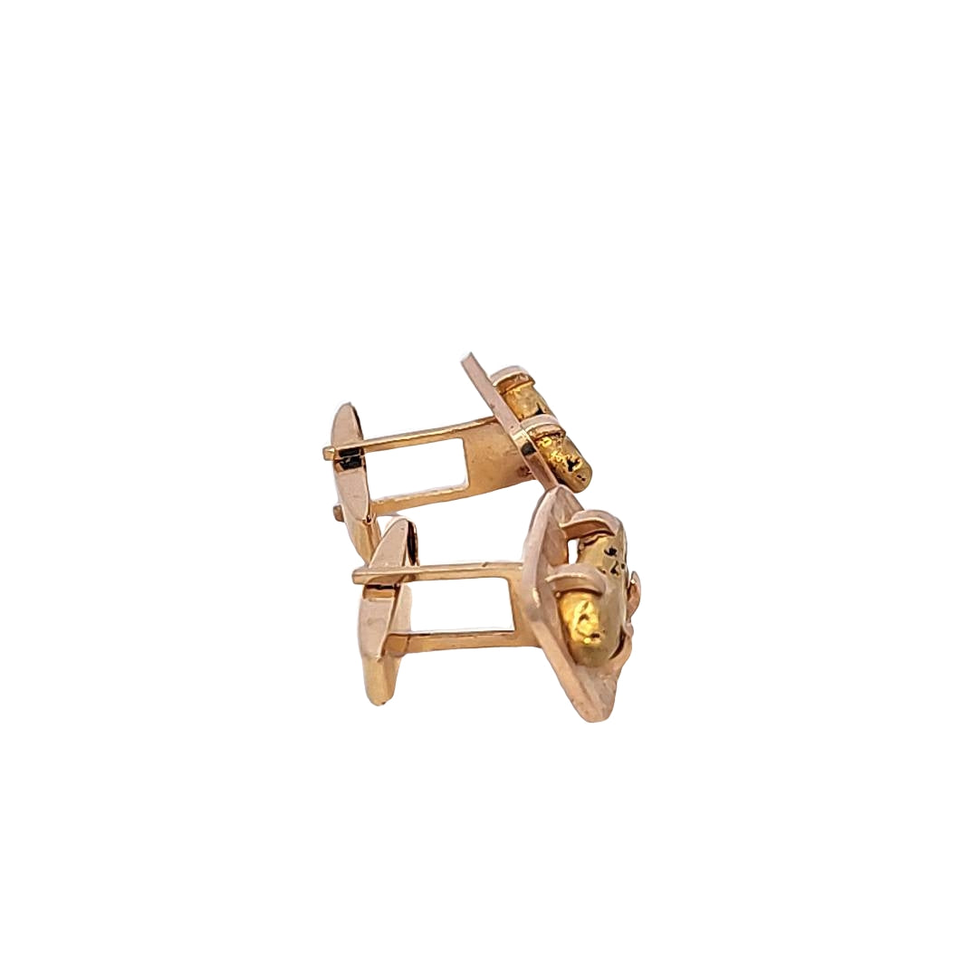 18K Yellow Gold Nugget Cuff Links