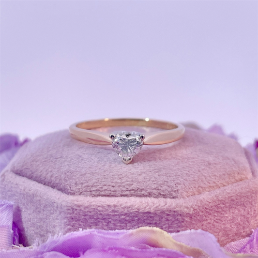 Estate- 14K Yellow Gold Ring With Heart Shaped Natural Diamond