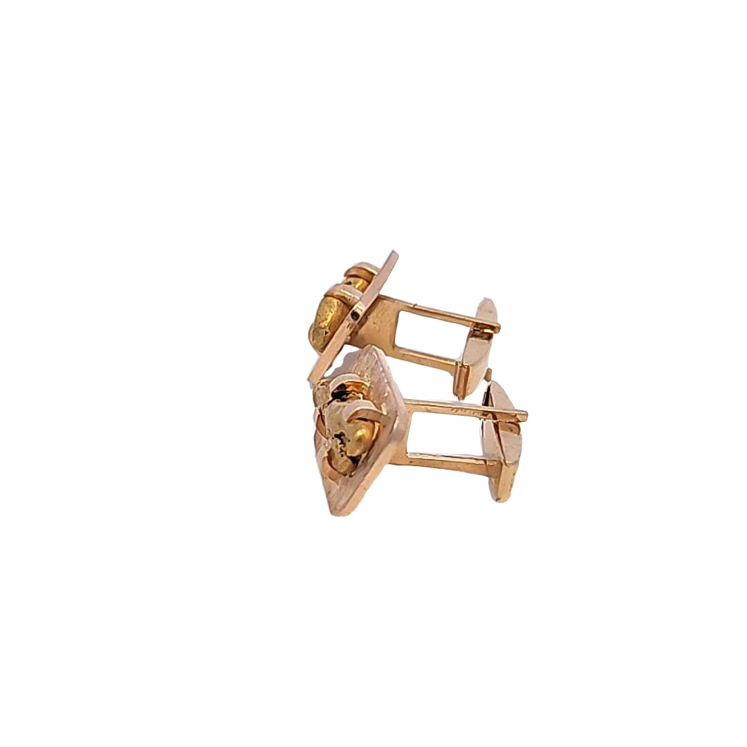 18K Yellow Gold Nugget Cuff Links