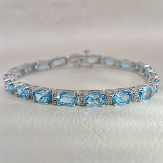 Benjamin Cohen- Sterling Silver Blue and White Topaz Bracelet