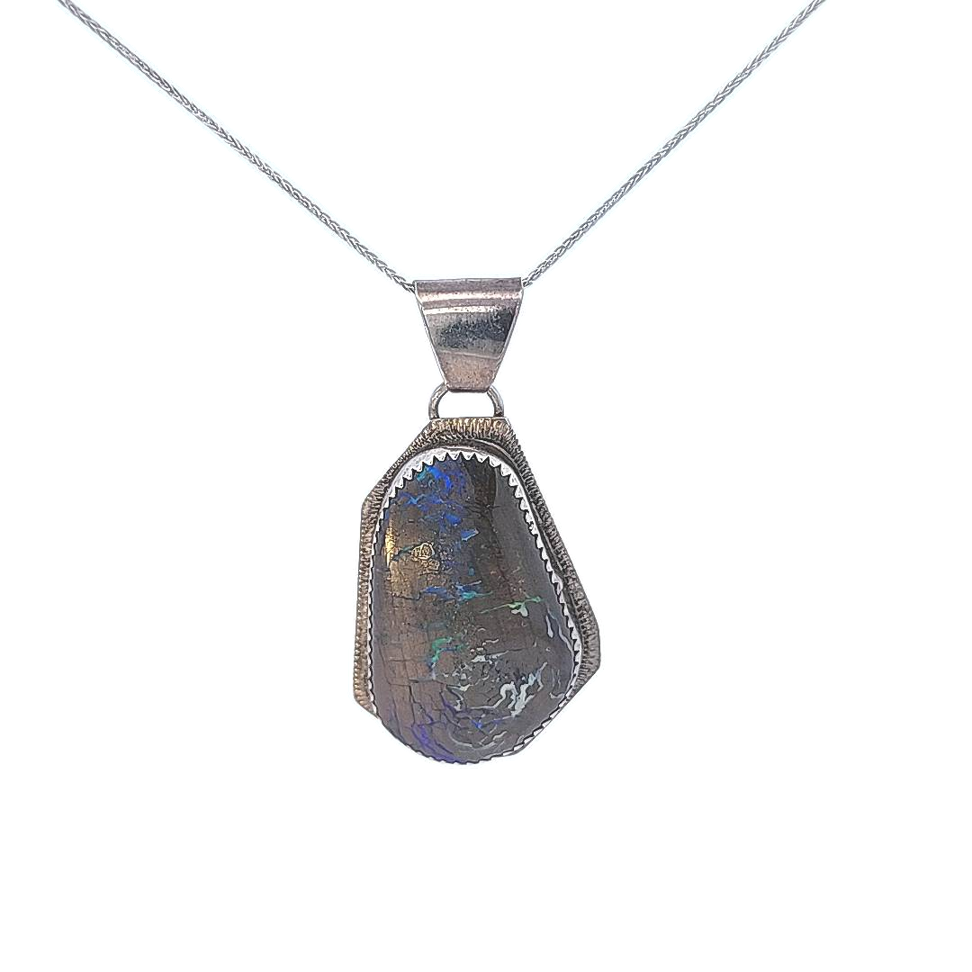 Boulder Opal and Sterling Silver Pendant (Chain sold separately)