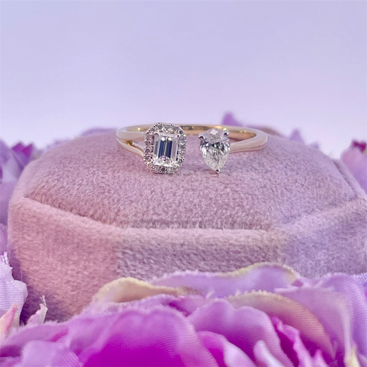 14K Yellow Gold Diamond Toi Et Moi Ring
