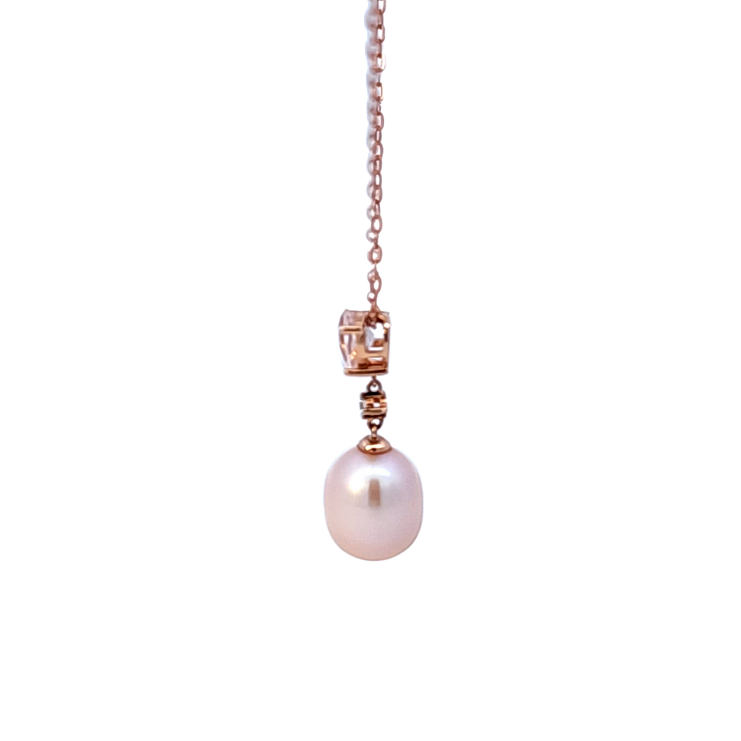 Pink Freshwater Pearl, Morganite and Diamond Necklace